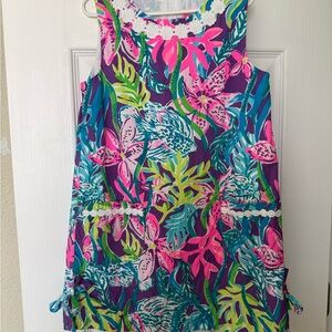 Lilly Pulitzer Girls' Sleeveless Floral Shift Dress in Purple, Pink, Teal